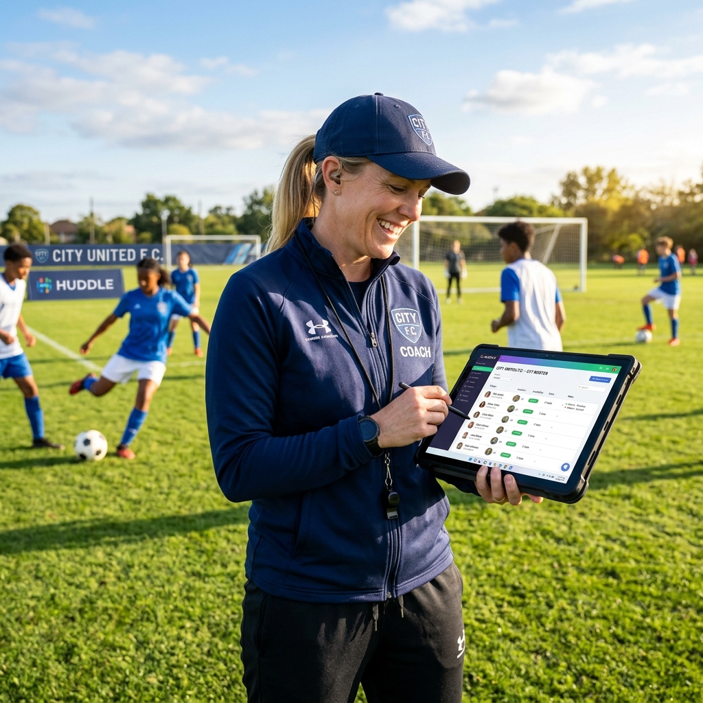 Coach managing team on a tablet